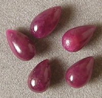 Ruby drop briolette beads
