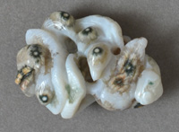 Pendant bead from freeform cut of Madagascar ocean jasper.
