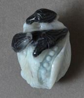 Amazonite pendant bead carving with blackbirds.