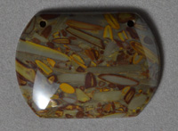 Large double drilled palm jasper pendant bead.