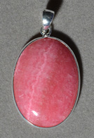 Rhodochrosite and sterling silver pendant.