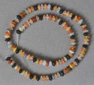 Sharp edge rondelle rondelle beads from several gemstones.
