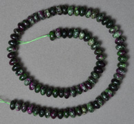 8mm rondelle beads from zoisite with ruby.