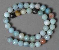 Faceted multi-color amazonite 10mm round beads.