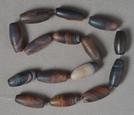 Agate barrel beads with antique finish.