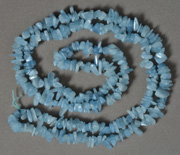 Extra long aquamarine chip bead necklace.