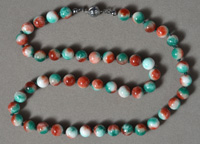 Tri color jadeite round bead necklace.