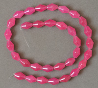 Translucient bicone beads from pink chalcedony.