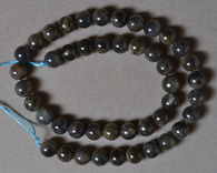 9mm round beads from grey larvikite.